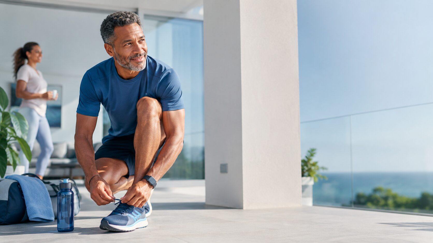 A man prepares for physical activity, highlighting the importance of mobility for cardiovascular health